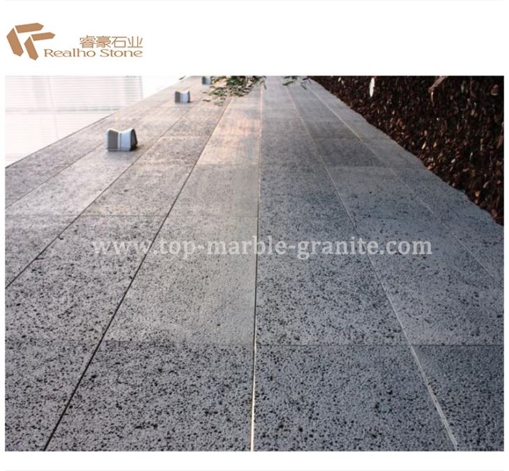 Saw Cut Hainan Black Basalt Stone Tiles